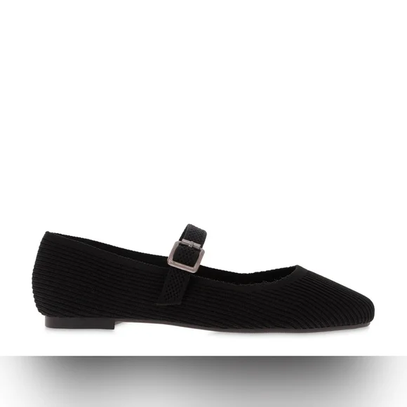 Mia Women's Black Mary Jane Ribbed Knit Comfortable Flats Size 7.5 - Picture 5 of 8